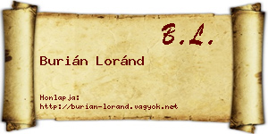 Burián Loránd névjegykártya